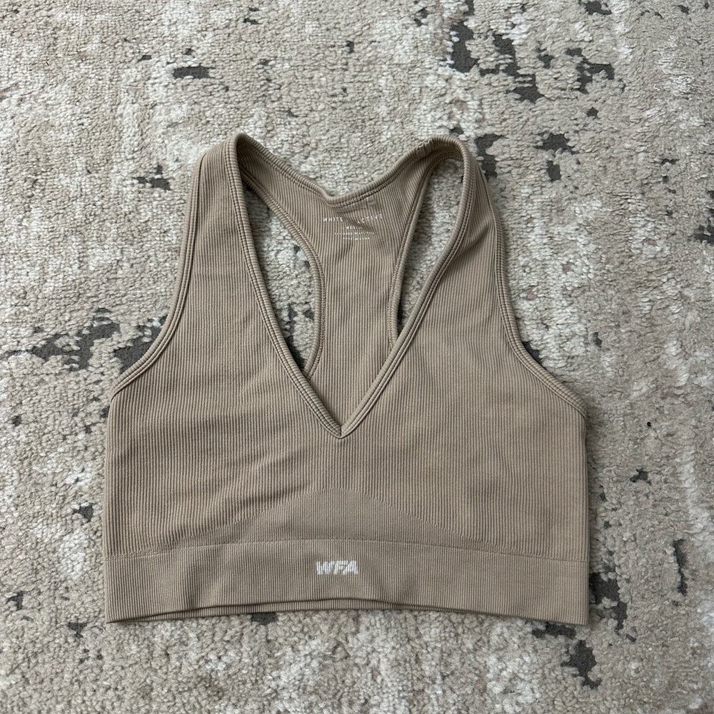 White Fox Active Tan Seamless Sports Bra Size Medium